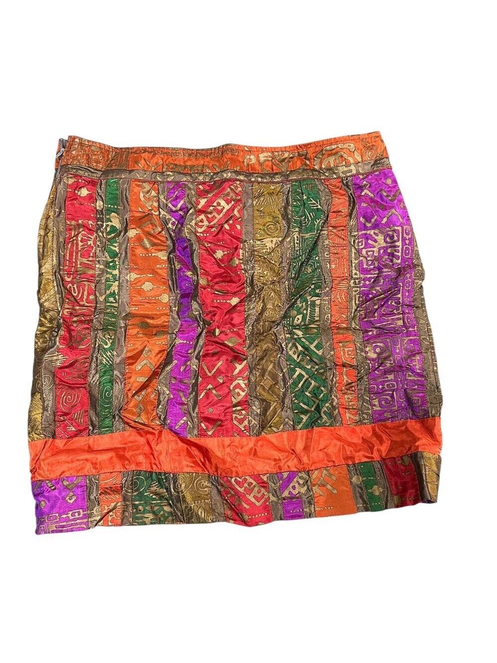 Custom Boho Back Zip Multicolor Lined Mini Skirt